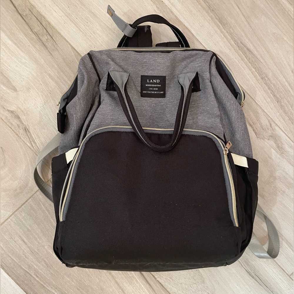 Land Diaper Bag - Black and Gray. Many pockets. Great condition!